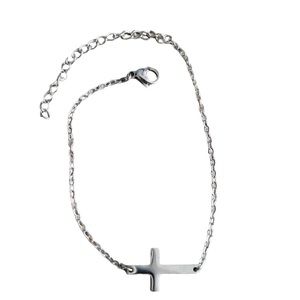 Stainless Steel Silver Cross Bracelet